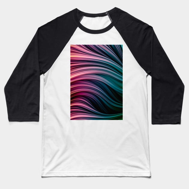 Hot Pink and Dark Blue Abstract Art Strands Baseball T-Shirt by love-fi